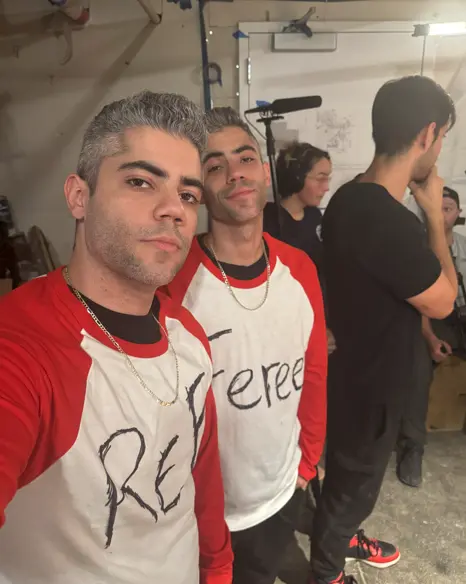 Cast selfie between takes
